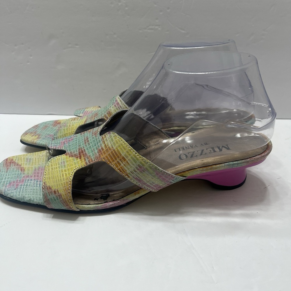 Mezzo By Vaneli Multicolored Slide Sandals Snake-Skin Print Pink Heel Women 10.5 - Picture 5 of 9